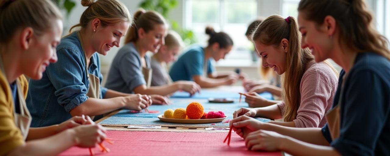 ワークショップで楽しそうに作業する参加者たち